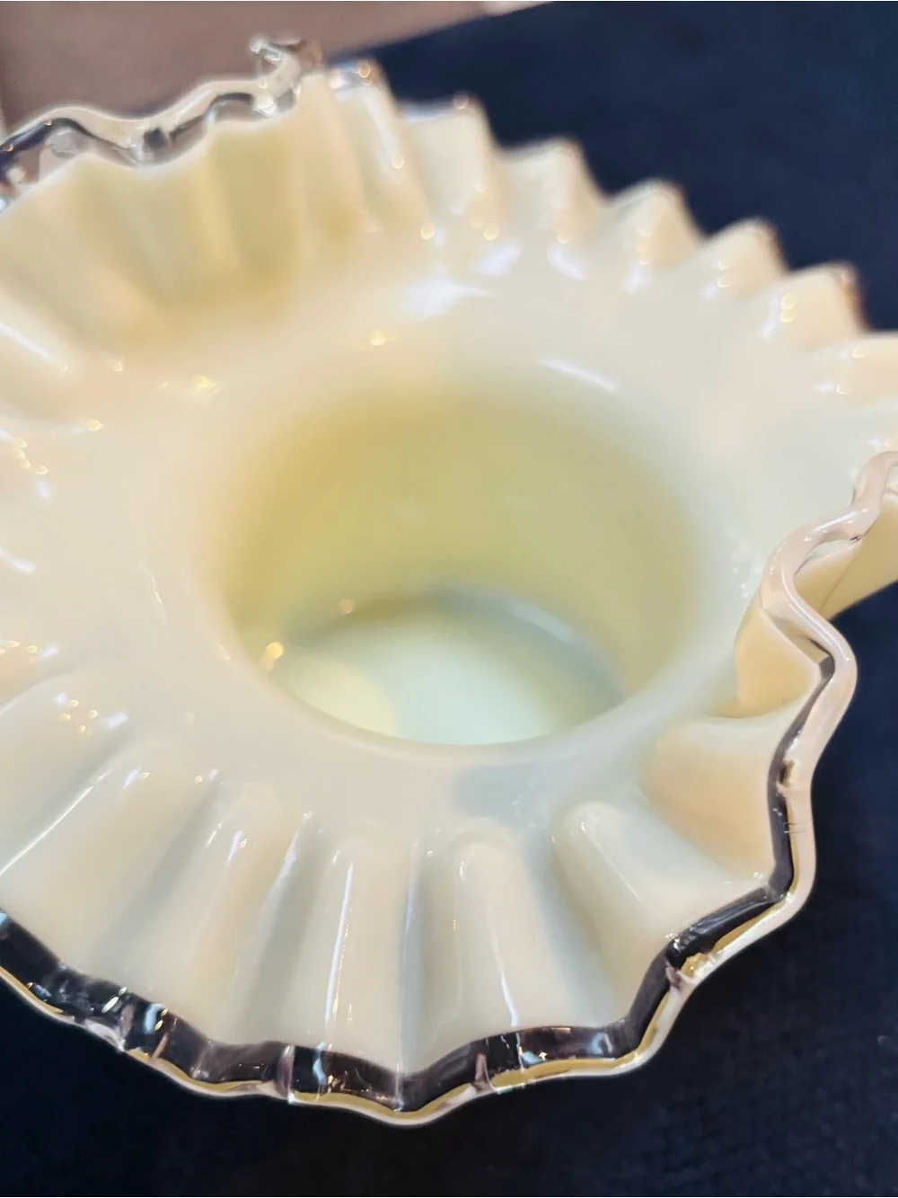 Vintage Fenton Silvercrest Yellow Ruffled Glass Vase